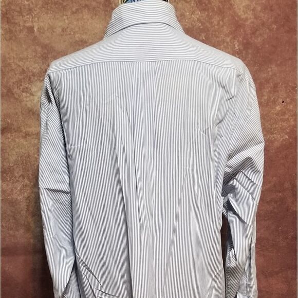 Brooks Brothers mens blue/white striped button up - Picture 6 of 7